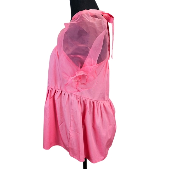 Tuckernuck Pomander Place Pink Organza Puff Sleeve Top Square Neck Blouse XS - Picture 5 of 14